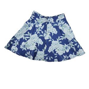 Maurices Skirt Womens Large L Blue Flower Rose Print 22 1/4" Length